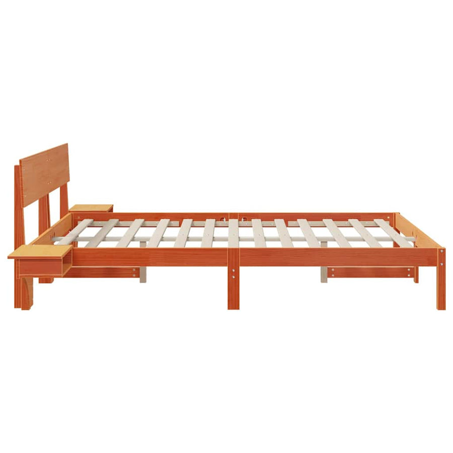 Bedframe met nachttafels met hoofdeinde Wasbruin 150 x 200 cm