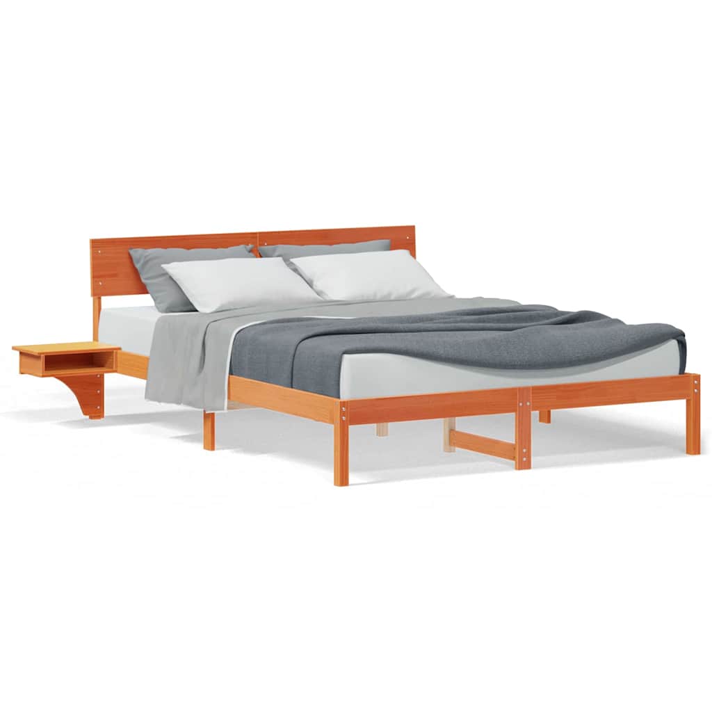 Bedframe met nachttafels met hoofdeinde Wasbruin 150 x 200 cm