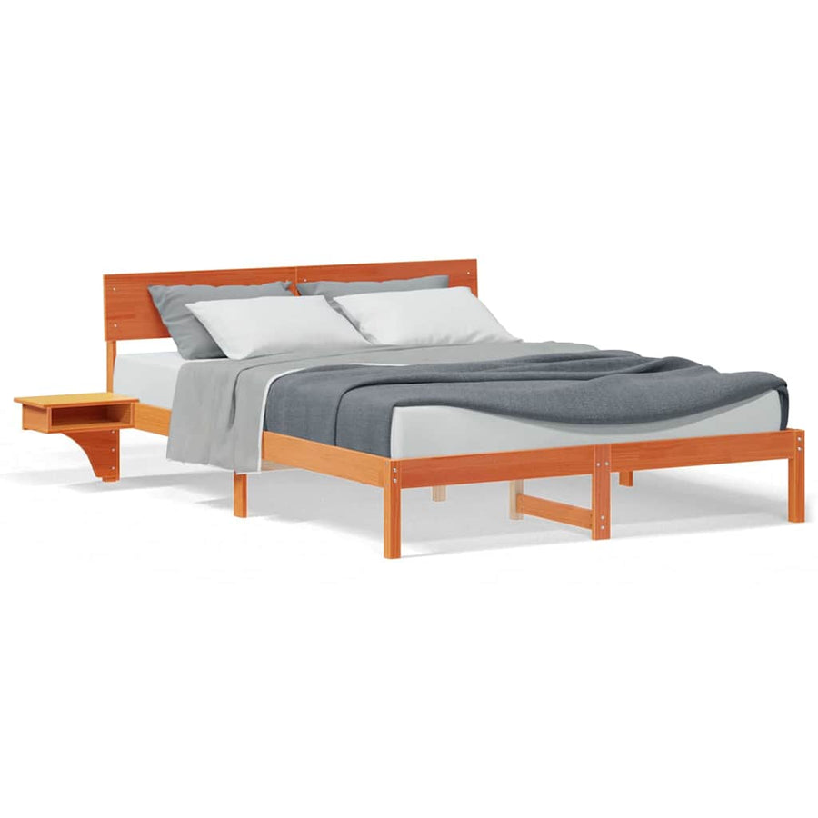 Bedframe met nachttafels met hoofdeinde Wasbruin 150 x 200 cm