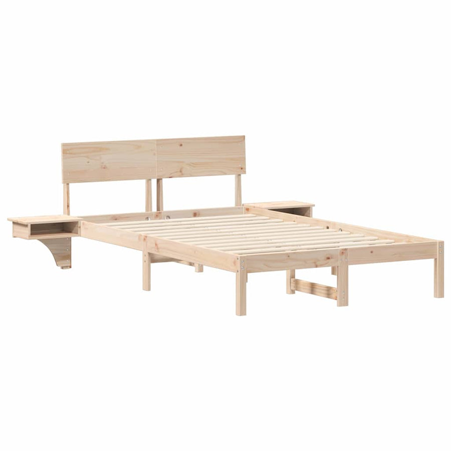 Bedframe met nachttafels Bruin 140 x 200 cm Massief grenenhout