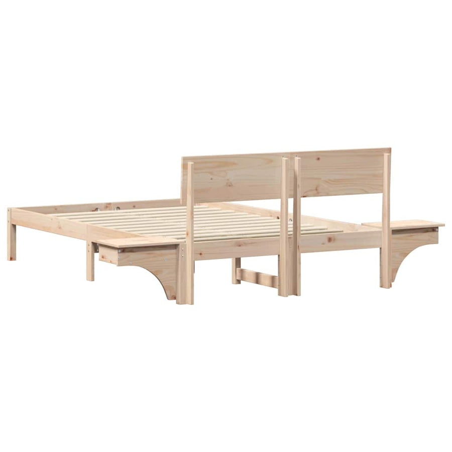 Bedframe met nachttafels Bruin 140 x 200 cm Massief grenenhout