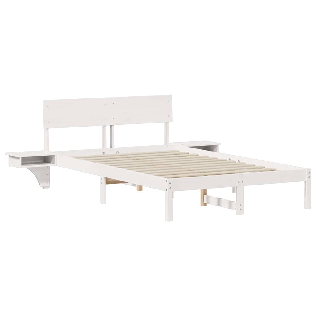 Bedframe met nachttafels Wit 140 x 200 cm Massief grenenhout