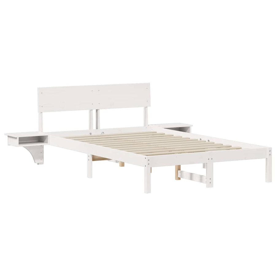 Bedframe met nachttafels Wit 140 x 200 cm Massief grenenhout