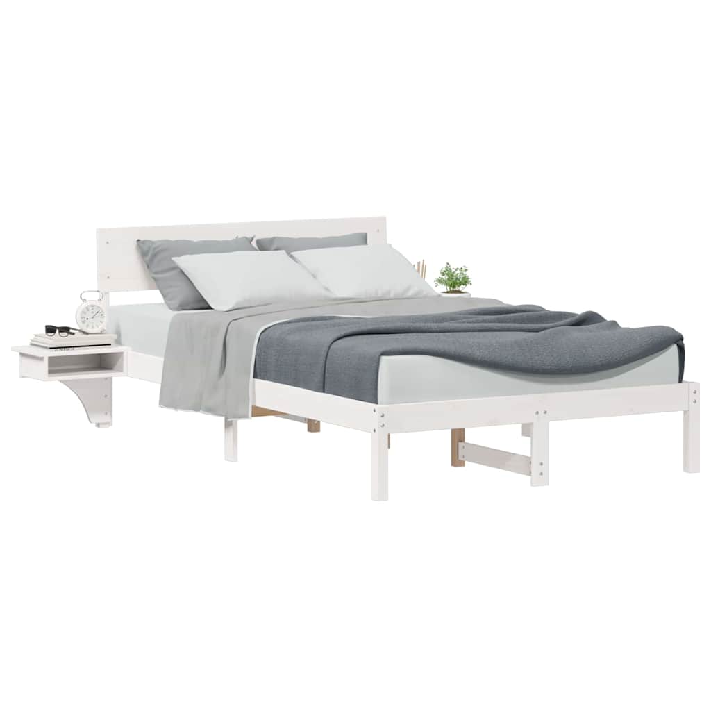 Bedframe met nachttafels Wit 140 x 200 cm Massief grenenhout