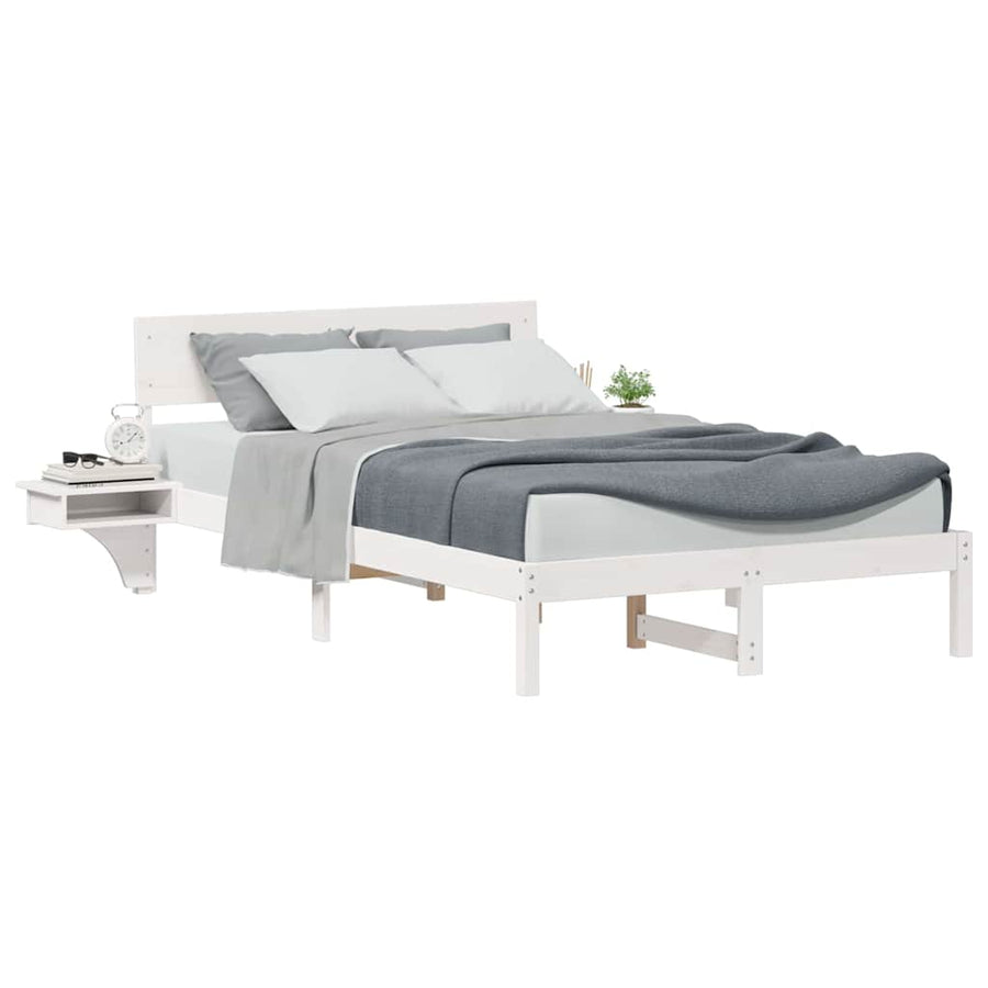 Bedframe met nachttafels Wit 140 x 200 cm Massief grenenhout