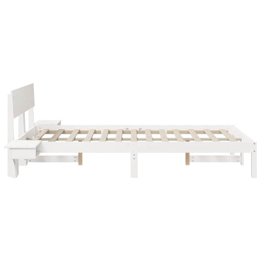 Bedframe met nachttafels Wit 140 x 200 cm Massief grenenhout