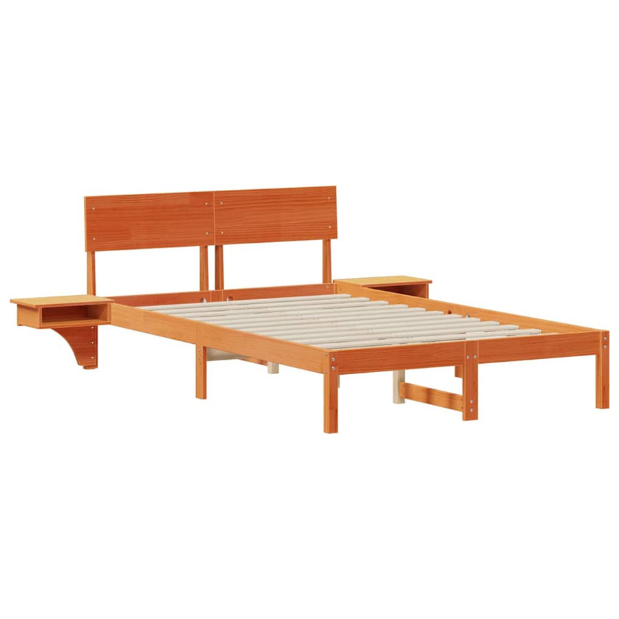 Bedframe met nachttafels met hoofdeinde Wasbruin 140 x 200 cm