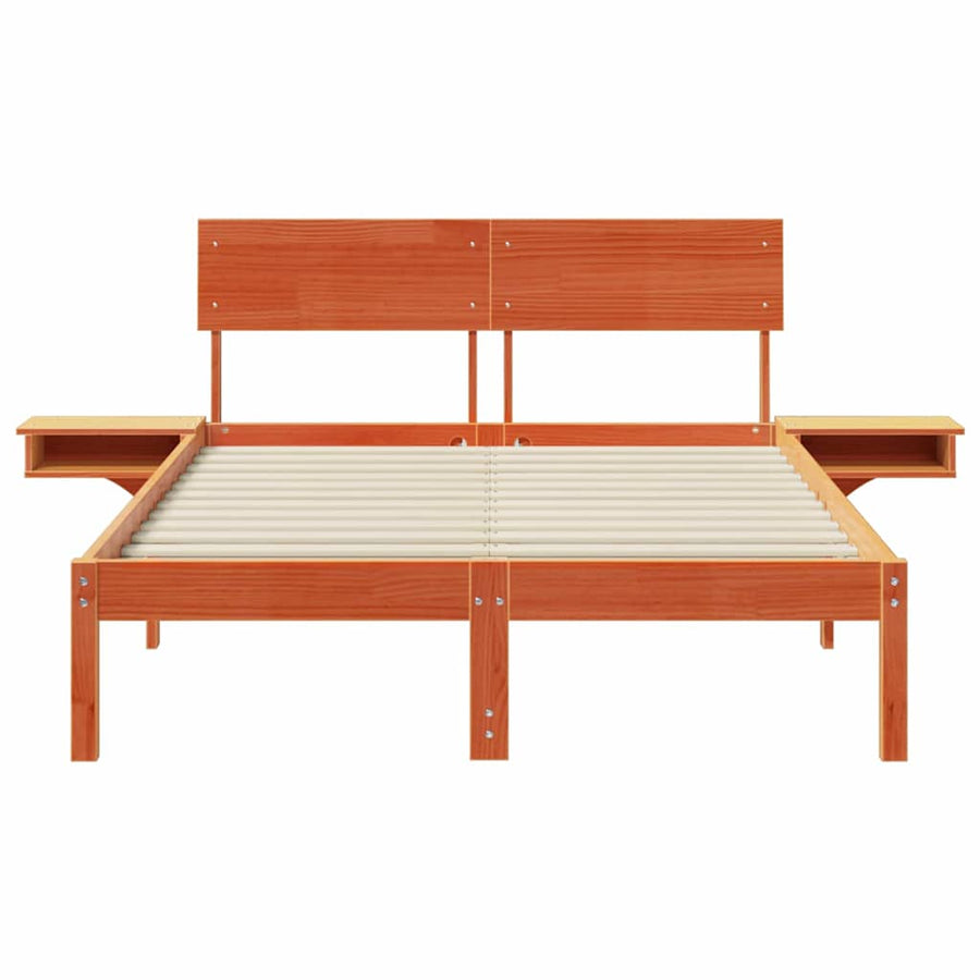 Bedframe met nachttafels met hoofdeinde Wasbruin 140 x 200 cm