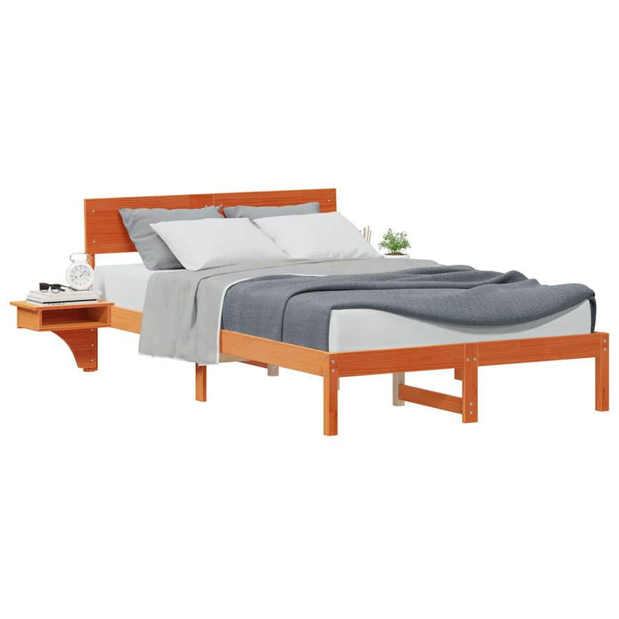 Bedframe met nachttafels met hoofdeinde Wasbruin 140 x 200 cm