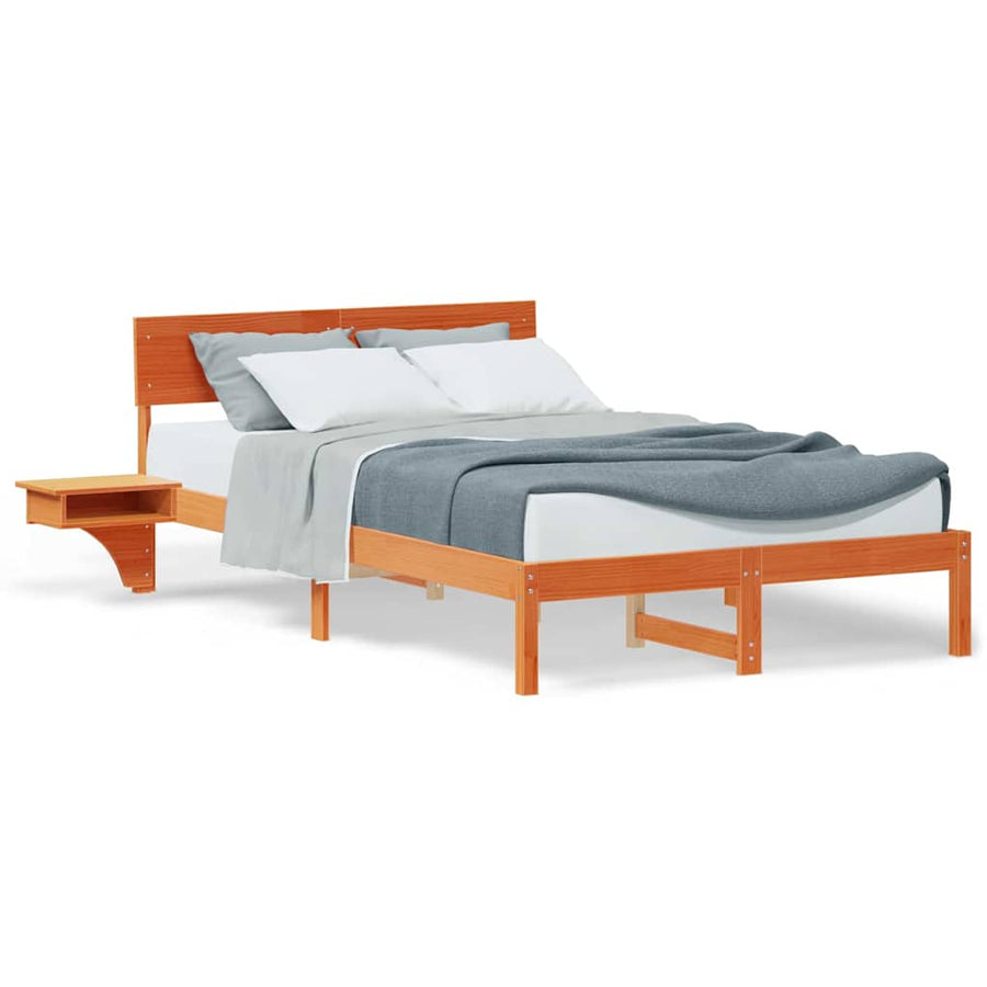 Bedframe met nachttafels met hoofdeinde Wasbruin 140 x 200 cm