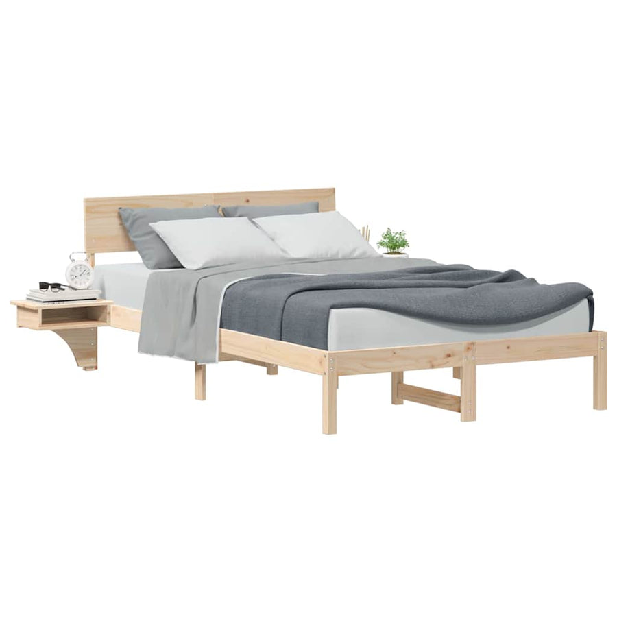 Bedframe met nachttafels Bruin 120 x 200 cm Massief grenenhout