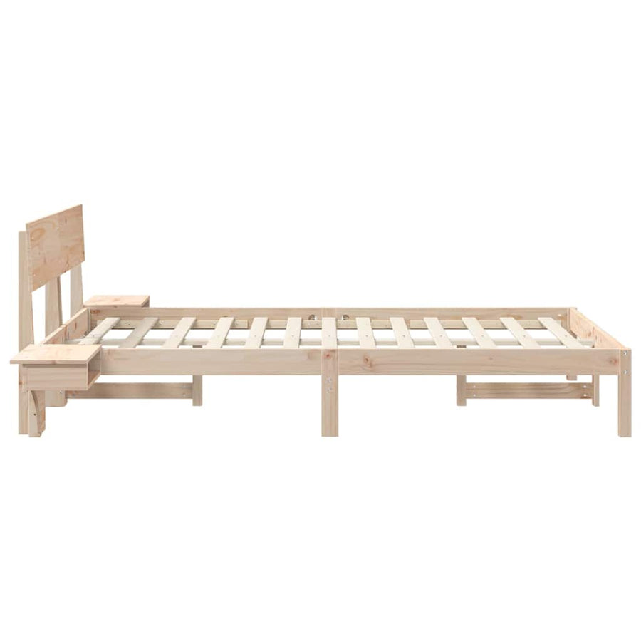 Bedframe met nachttafels Bruin 120 x 200 cm Massief grenenhout