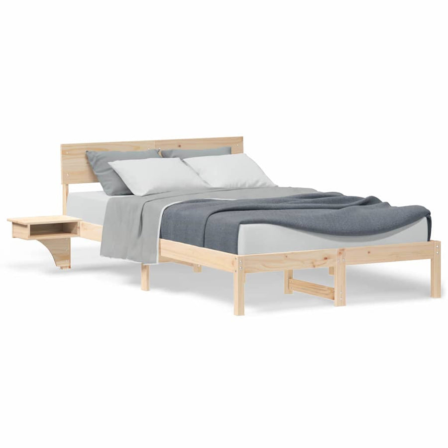 Bedframe met nachttafels Bruin 120 x 200 cm Massief grenenhout