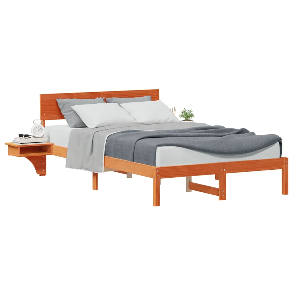 Bedframe met nachttafels met hoofdeinde Wasbruin 120 x 200 cm