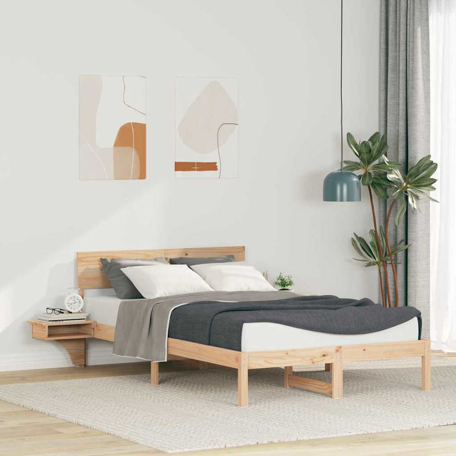 Bedframe met nachttafels Bruin 140 x 190 cm Massief grenenhout