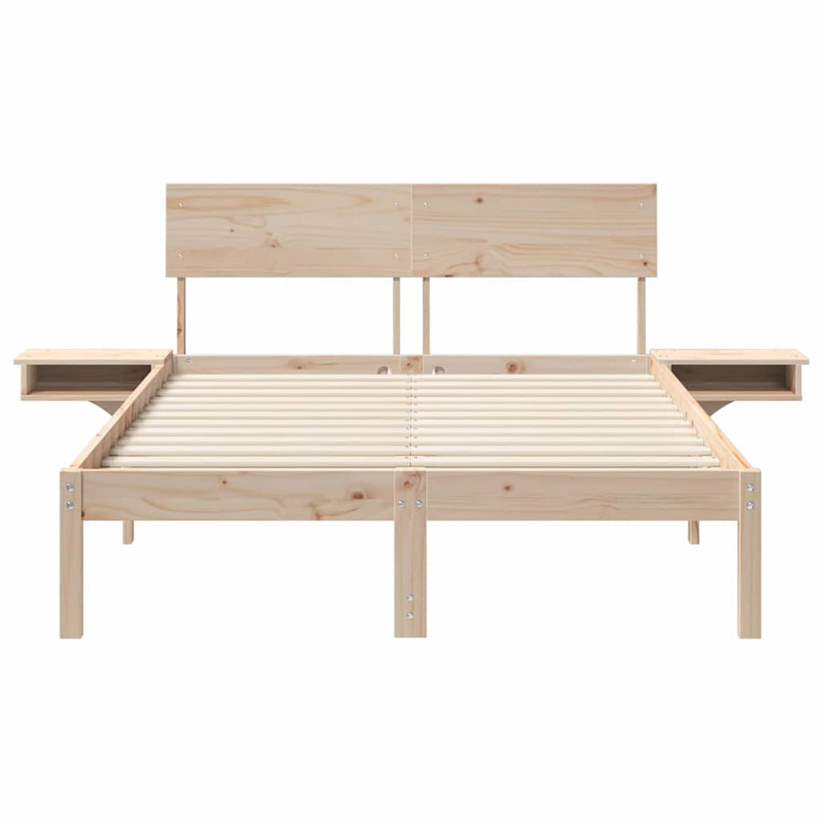 Bedframe met nachttafels Bruin 140 x 190 cm Massief grenenhout