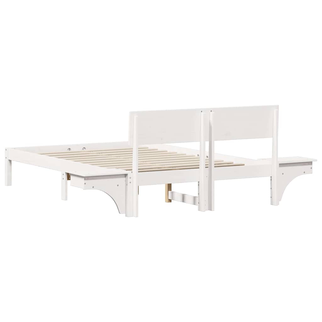 Bedframe met nachttafels Wit 140 x 190 cm Massief grenenhout