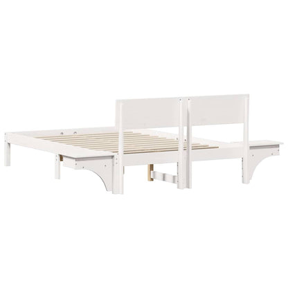 Bedframe met nachttafels Wit 140 x 190 cm Massief grenenhout
