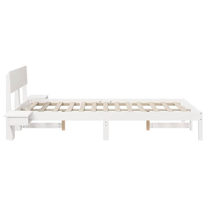 Bedframe met nachttafels Wit 140 x 190 cm Massief grenenhout