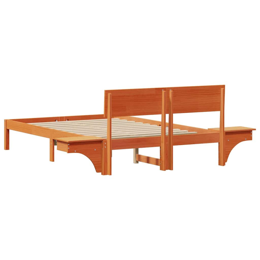 Bedframe met nachttafels met hoofdeinde Wasbruin 140 x 190 cm