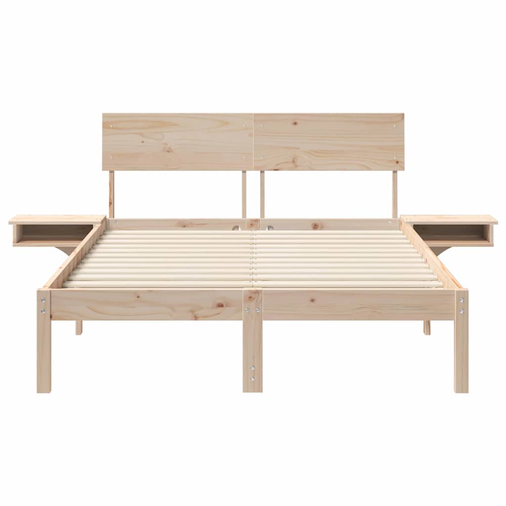 Bedframe met nachttafels Bruin 120 x 190 cm Massief grenenhout