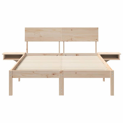 Bedframe met nachttafels Bruin 120 x 190 cm Massief grenenhout