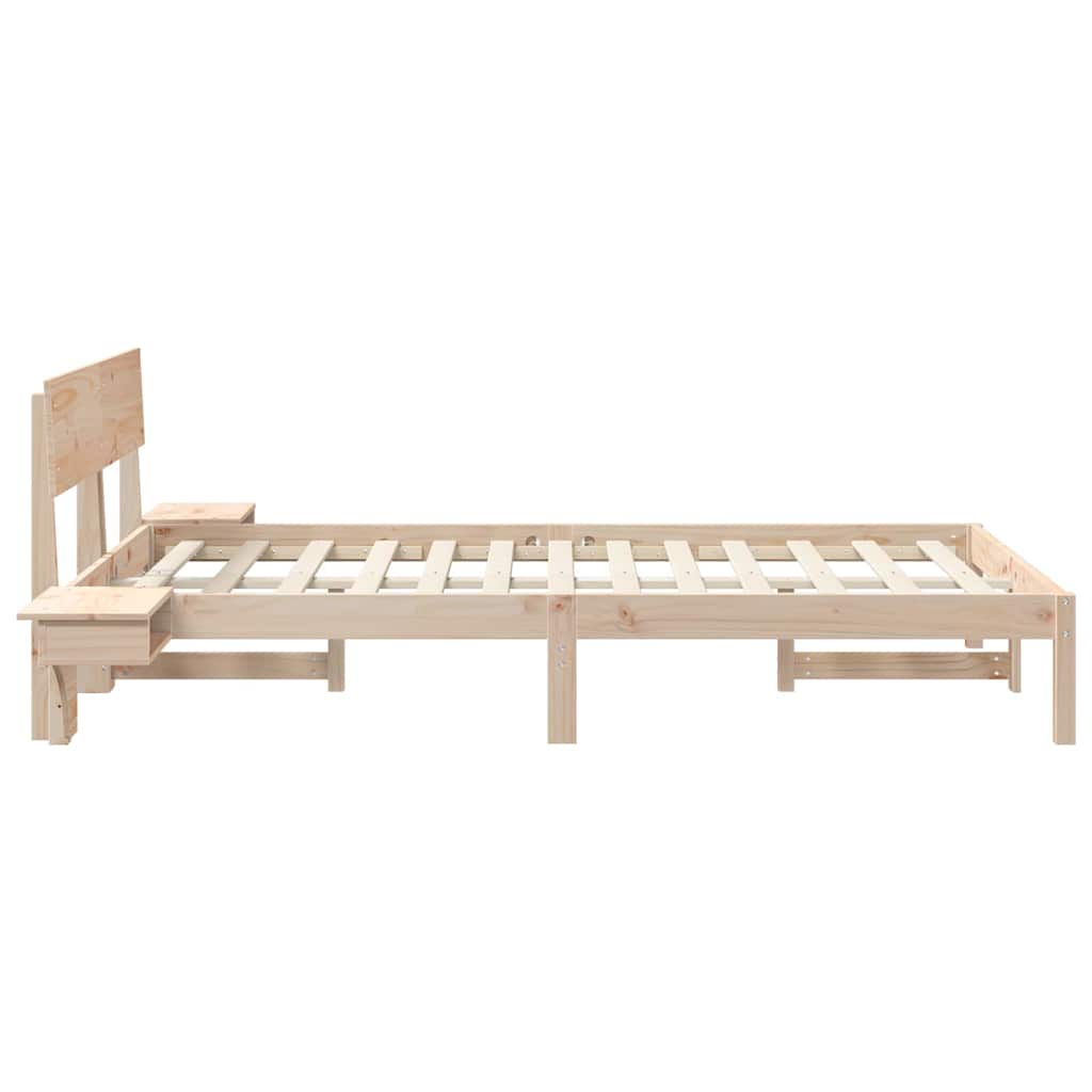 Bedframe met nachttafels Bruin 120 x 190 cm Massief grenenhout