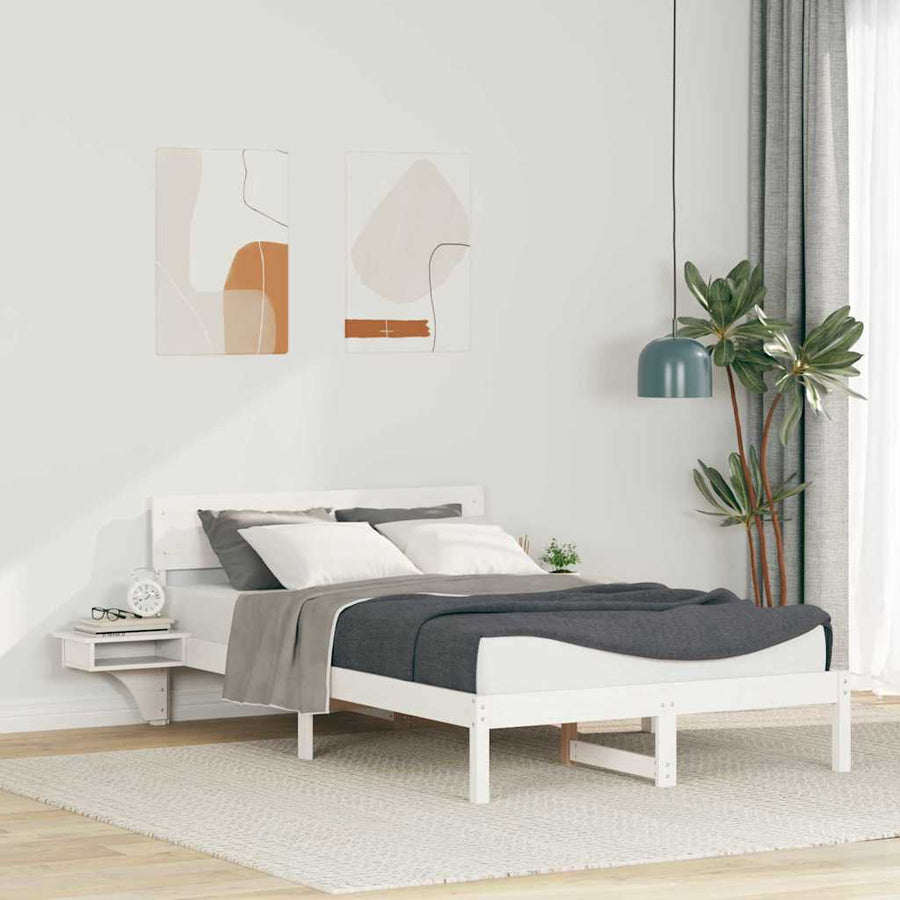 Bedframe met nachttafels Wit 120 x 190 cm Massief grenenhout