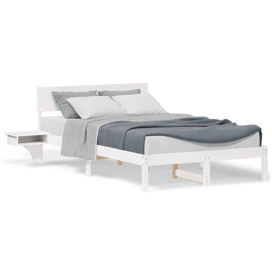 Bedframe met nachttafels Wit 120 x 190 cm Massief grenenhout