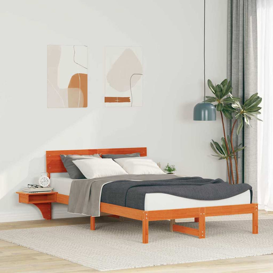 Bedframe met nachttafels met hoofdeinde Wasbruin 120 x 190 cm