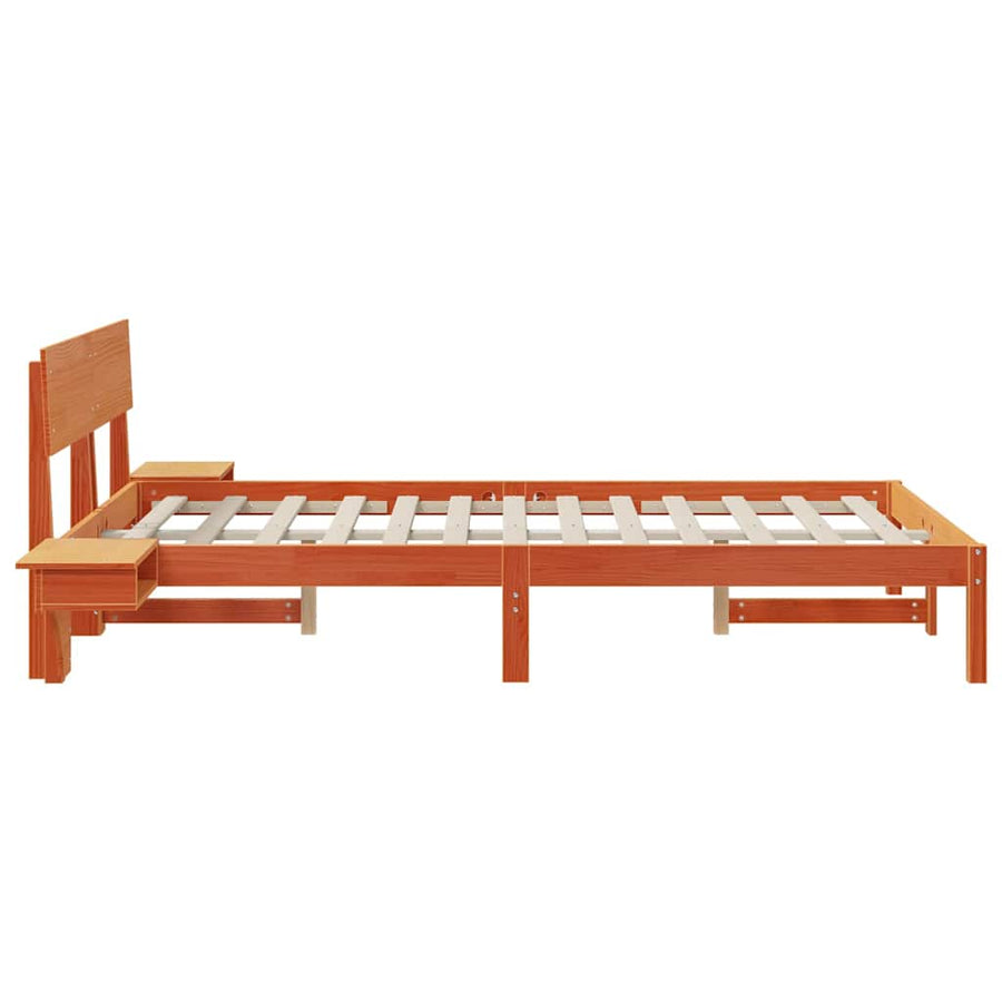 Bedframe met nachttafels met hoofdeinde Wasbruin 120 x 190 cm