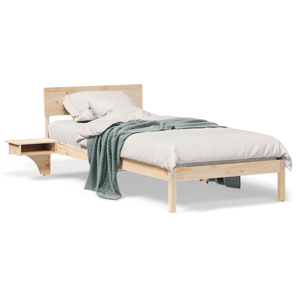 Bedframe met nachttafels Bruin 100 x 200 cm Massief grenenhout
