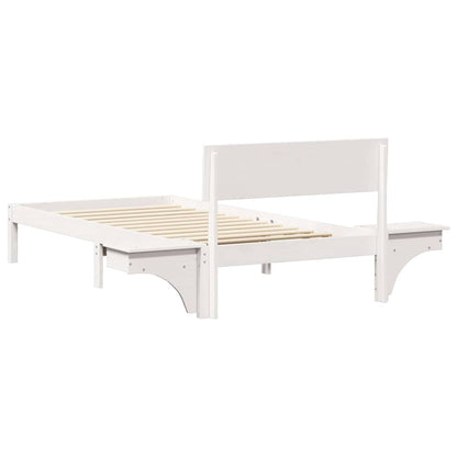 Bedframe met nachttafels Wit 100 x 200 cm Massief grenenhout