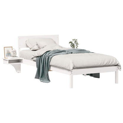Bedframe met nachttafels Wit 100 x 200 cm Massief grenenhout