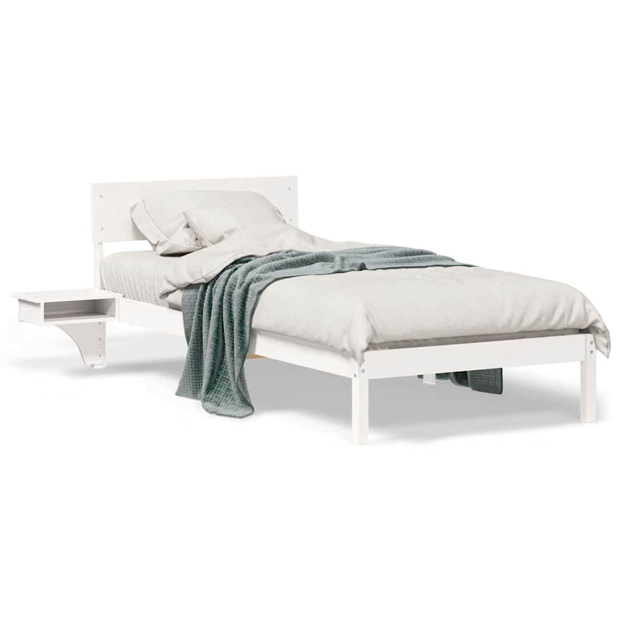 Bedframe met nachttafels Wit 100 x 200 cm Massief grenenhout