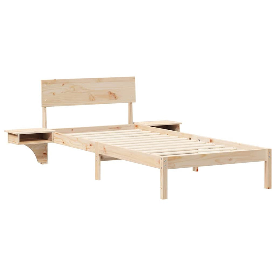 Bedframe met nachttafels Bruin 90 x 200 cm Massief grenenhout
