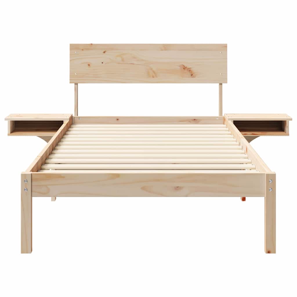 Bedframe met nachttafels Bruin 90 x 200 cm Massief grenenhout