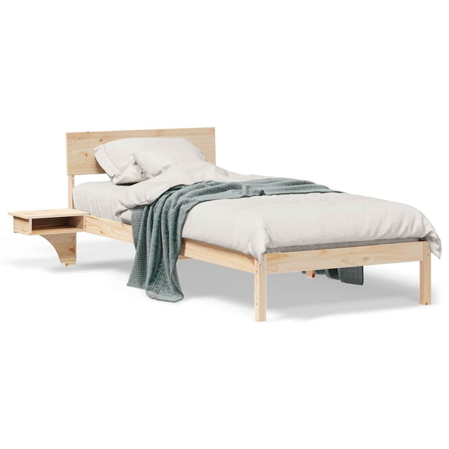 Bedframe met nachttafels Bruin 90 x 200 cm Massief grenenhout