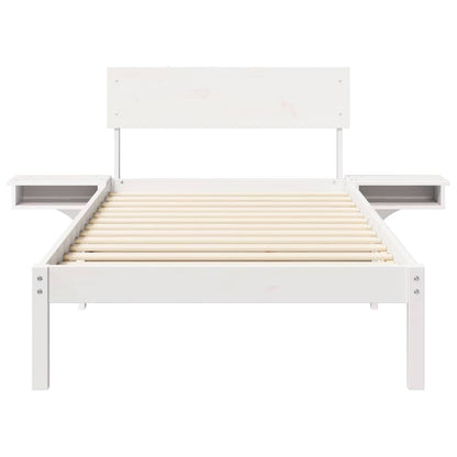 Bedframe met nachttafels Wit 90 x 200 cm Massief grenenhout