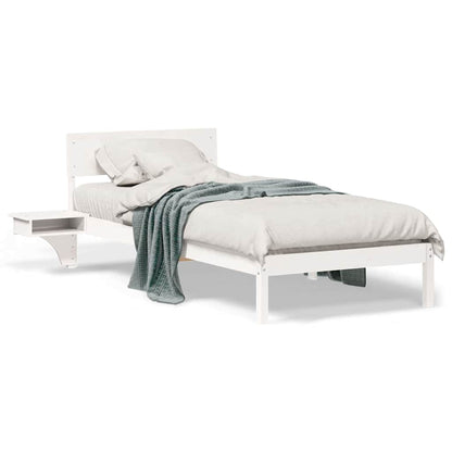 Bedframe met nachttafels Wit 90 x 200 cm Massief grenenhout