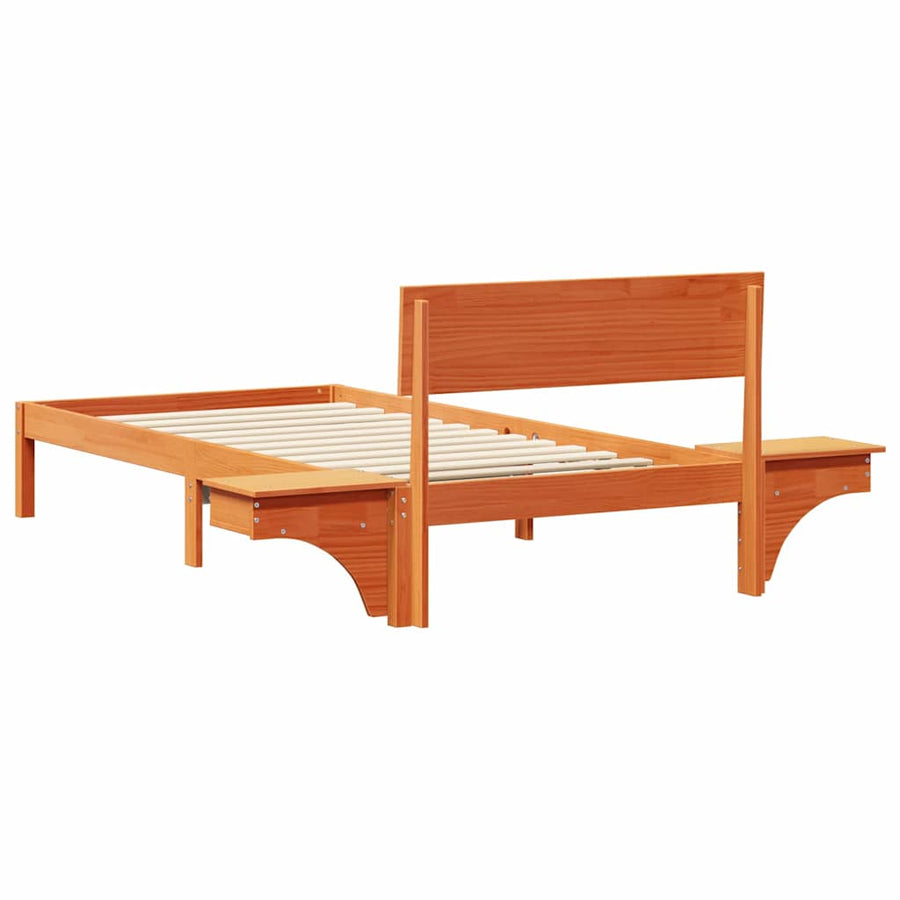 Bedframe met nachttafels met hoofdeinde Wasbruin 90 x 200 cm