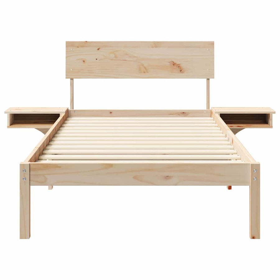Bedframe met nachttafels Bruin 80 x 200 cm Massief grenenhout