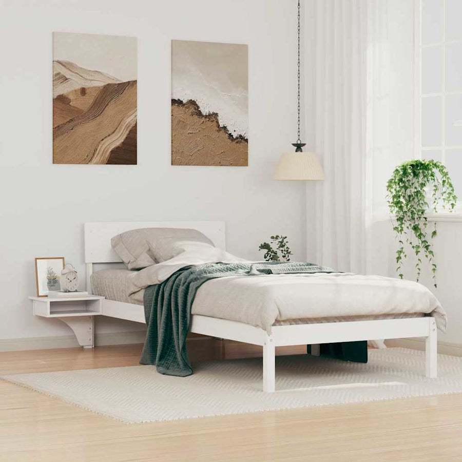 Bedframe met nachttafels Wit 80 x 200 cm Massief grenenhout