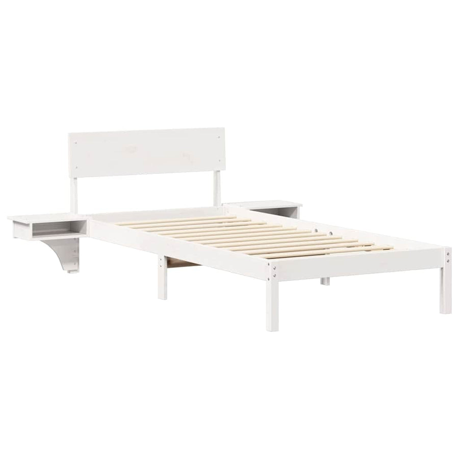 Bedframe met nachttafels Wit 80 x 200 cm Massief grenenhout