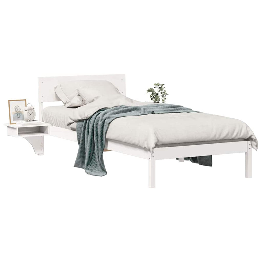 Bedframe met nachttafels Wit 80 x 200 cm Massief grenenhout