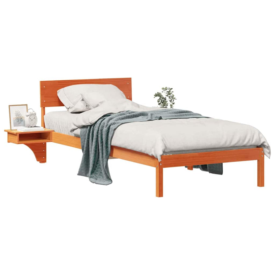 Bedframe met nachttafels met hoofdeinde Wasbruin 80 x 200 cm