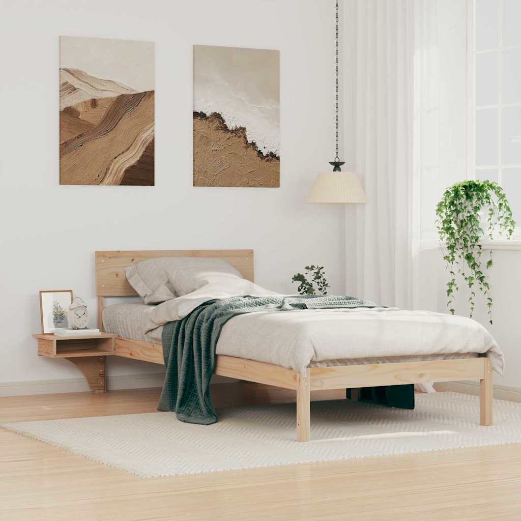 Bedframe met nachttafels Bruin 90 x 190 cm Massief grenenhout