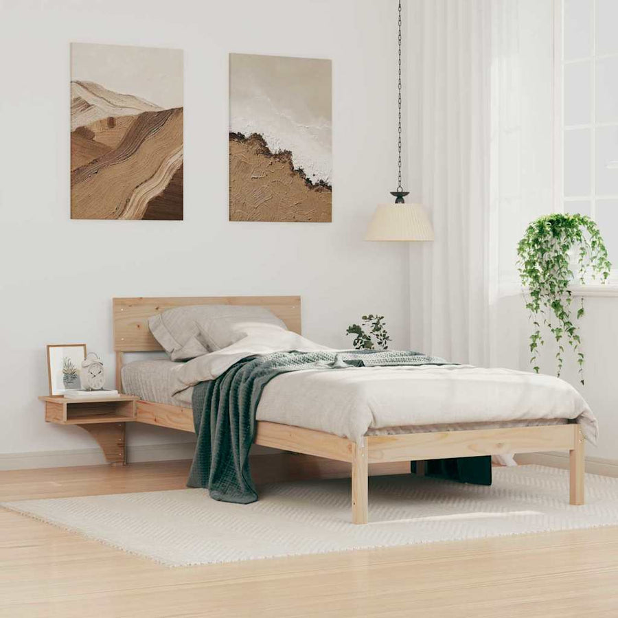 Bedframe met nachttafels Bruin 90 x 190 cm Massief grenenhout