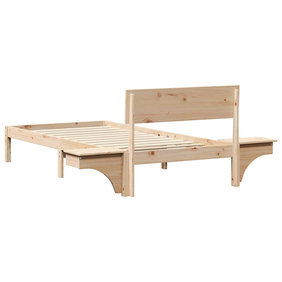 Bedframe met nachttafels Bruin 90 x 190 cm Massief grenenhout