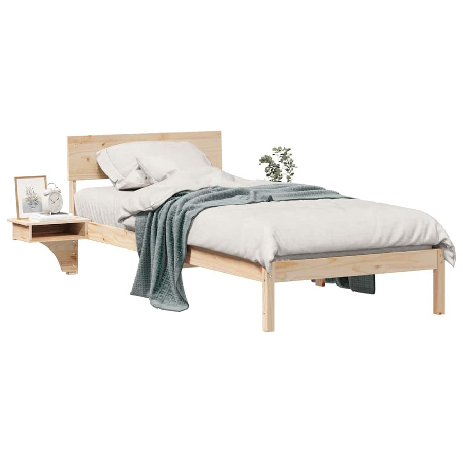 Bedframe met nachttafels Bruin 90 x 190 cm Massief grenenhout